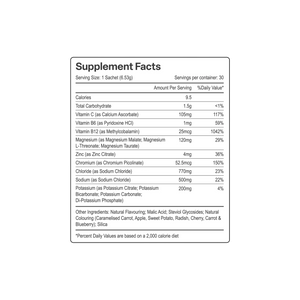Venturi High Intensity Cherry nutrition information panel