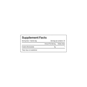 Venturi Creatine Monohydrate nutrition information panel