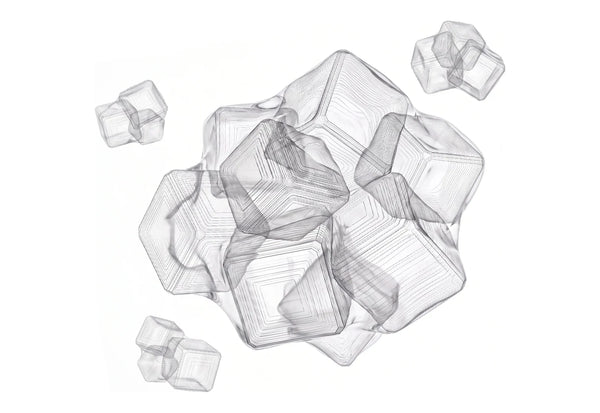 Line-drawing illustration of sodium chloride crystals